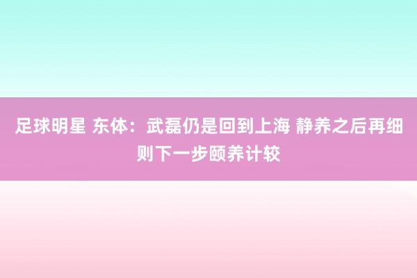 足球明星 东体：武磊仍是回到上海 静养之后再细则下一步颐养计较